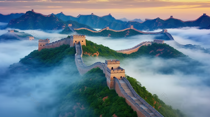 航拍大自然下的长城壮观背景,高清,摄影图,摄影图片,图片大全,摄影图免费下载